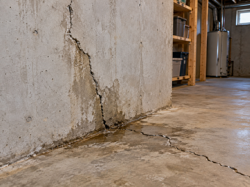 Cracked basement wall allowing water in